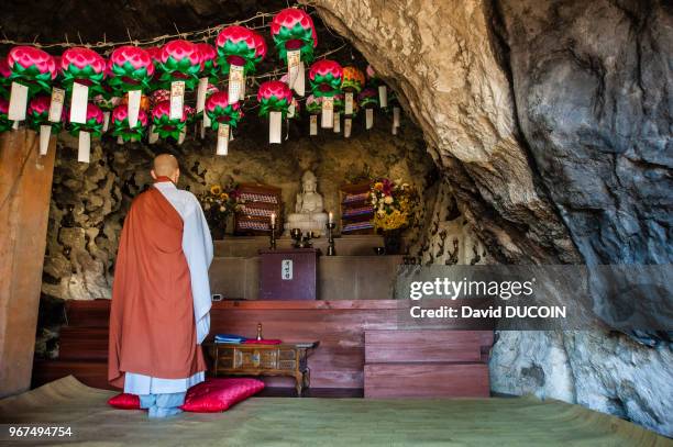 Hyundam, Zen Buddhist monk since 2 years at Golgul temple and Sunmodo center near Gyeongju city, Gyeongsangbuk province, South Korea.