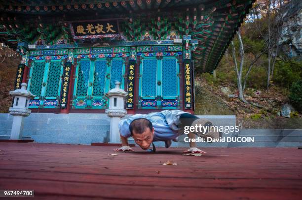 Chulan, 4th dan in Sumnodo, 44 years old, Golgul temple and Sunmodo center near Gyeongju city, Gyeongsangbuk province, South Korea.