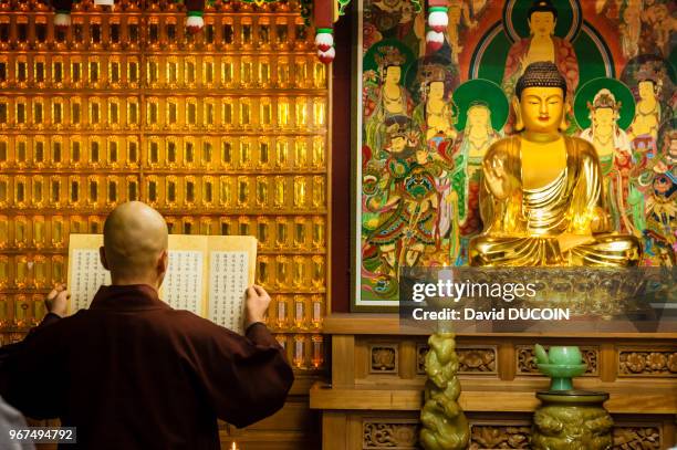 Morning prayer at Golgul temple and Sunmodo center near Gyeongju city, Gyeongsangbuk province, South Korea.