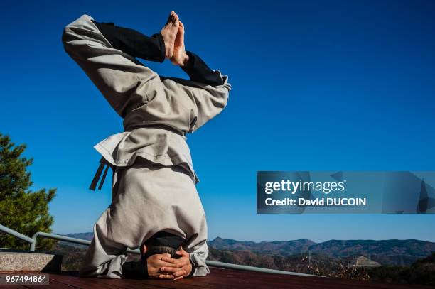 Chulan, 4th dan in Sumnodo, 44 years old, Golgul temple and Sunmodo center near Gyeongju city, Gyeongsangbuk province, South Korea.