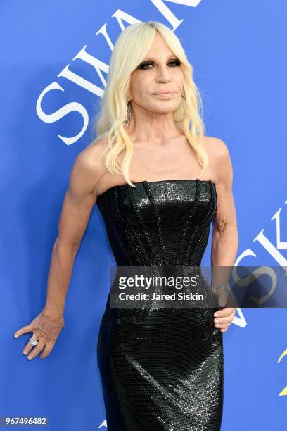 Donatella Versace attends the 2018 CFDA Fashion Awards at Brooklyn Museum on June 4, 2018 in New York City.