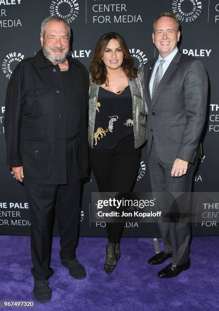 Dick Wolf, Mariska Hargitay and NBC Chairman Bob Greenblatt attend the Paley Center for Media Presents: Creating Great Characters: Dick Wolf And...