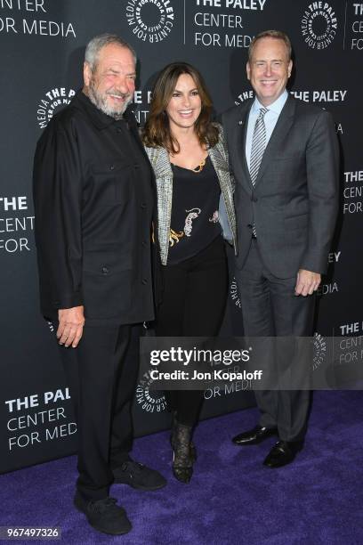 Dick Wolf, Mariska Hargitay and NBC Chairman Bob Greenblatt attend the Paley Center for Media Presents: Creating Great Characters: Dick Wolf And...