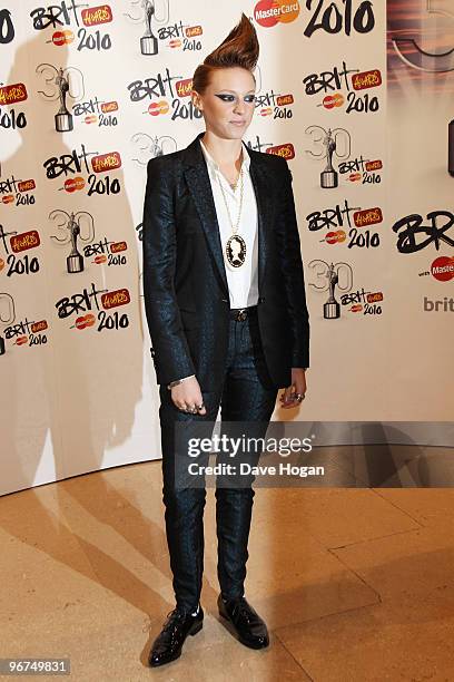 La Roux arrives at The Brit Awards 2010 held at Earls Court on February 16, 2010 in London, England.