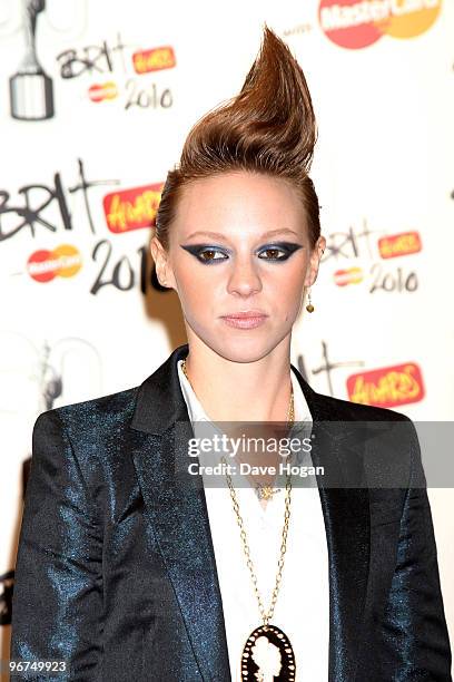 La Roux arrives at The Brit Awards 2010 held at Earls Court on February 16, 2010 in London, England.