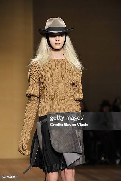 Model walks the runway at the Derek Lam Fall 2010 Fashion Show during Mercedes-Benz Fashion Week at Capitale on February 16, 2010 in New York City.