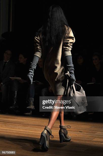 Model walks the runway at the Derek Lam Fall 2010 Fashion Show during Mercedes-Benz Fashion Week at Capitale on February 16, 2010 in New York City.