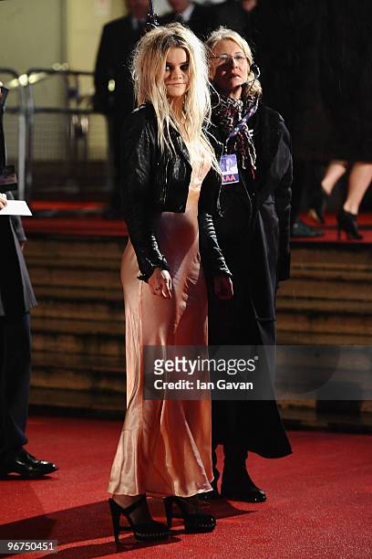 Daisy Coburn arrives on the red carpet for The Brit Awards 2010 at Earls Court on February 16, 2010 in London, England.