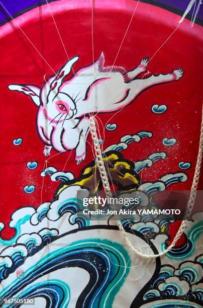 Un cerf volant fabriqué à la main par Mikio Toki grand maître des cerfs volants traditionnels japonais de l'époque Edo, le 29 janvier 2015, Chiba,...