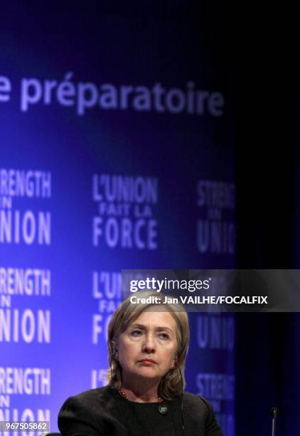 Hillary Clinton, U.S. Secretary of State attends the Ministerial Preparatory Conference on Haiti, in Montreal, Canada. At the International Civil...
