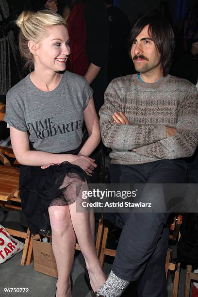 Actors Kirsten Dunst and Jason Schwartzman attend the Rodarte Fall 2010 Fashion Show during Mercedes-Benz Fashion Week at 522 West 21st Street on...