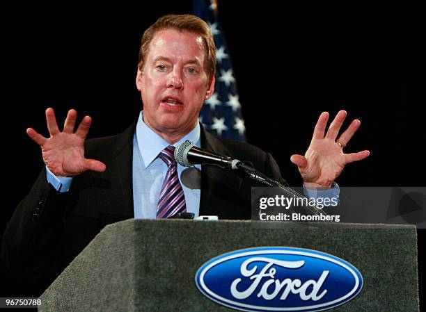 William "Bill" Ford, executive chairman of Ford Motor Co., speaks to the Livonia Chamber of Commerce in Livonia, Michigan, U.S., on Tuesday, Feb. 16,...