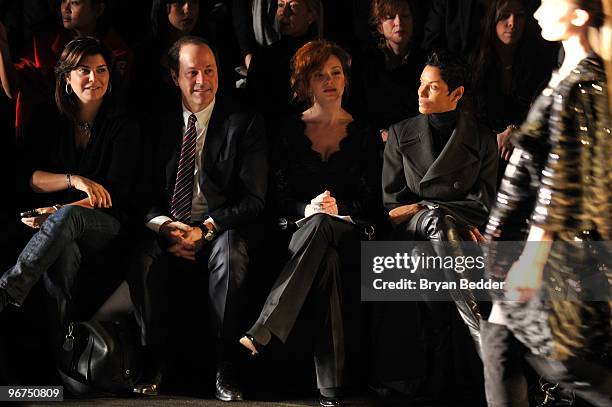 Actress Christina Hendricks and Nicole Murphy attend the Badgley Mischka Fall 2010 Fashion Show during Mercedes-Benz Fashion Week at The Tent at...