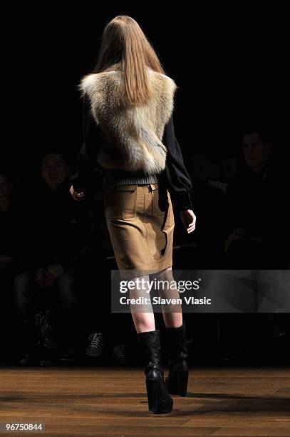 Model walks the runway at the Derek Lam Fall 2010 Fashion Show during Mercedes-Benz Fashion Week at Capitale on February 16, 2010 in New York City.