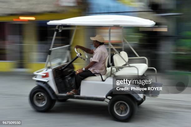 Electric car in Ambergris Caye island, Belize, central America.