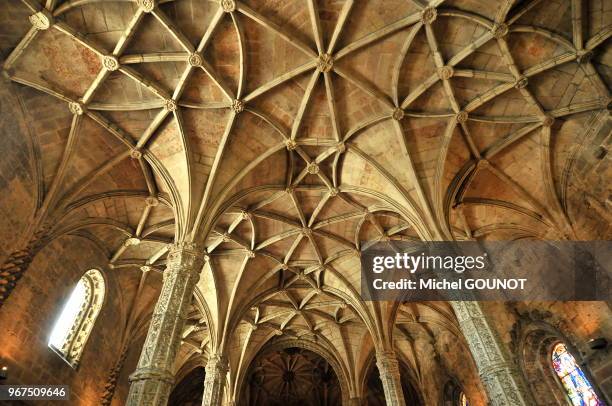 Mosteiro dos Jeronimos dans le quartier de Belem. A l'ouest de Lisbonne, dans le quartier de Belém, le monastère de Jéronimos , est un ensemble,...