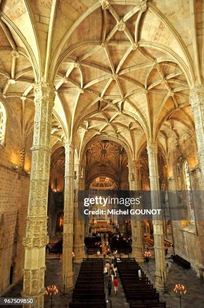 Mosteiro dos Jeronimos dans le quartier de Belem. A l'ouest de Lisbonne, dans le quartier de Belém, le monastère de Jéronimos , est un ensemble,...