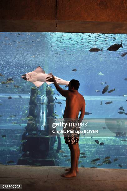 Aquarium in the water park of Atlantis, palm Island,Dubai.