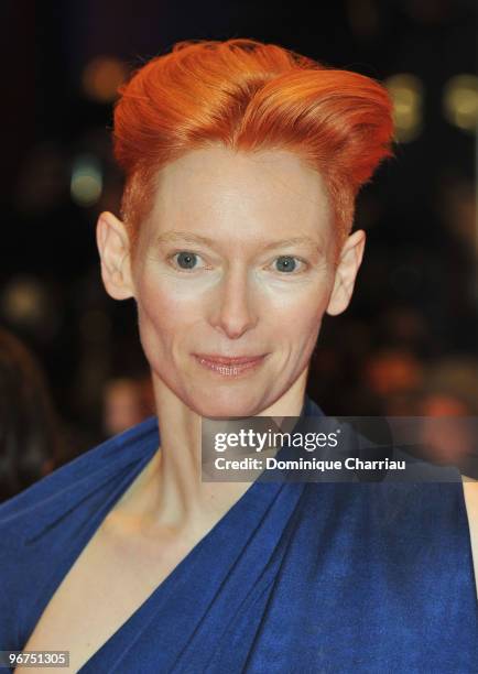 Actress Tilda Swinton attends the 'Tuan Yuan' Premiere during day one of the 60th Berlin International Film Festival at the Berlinale Palast on...