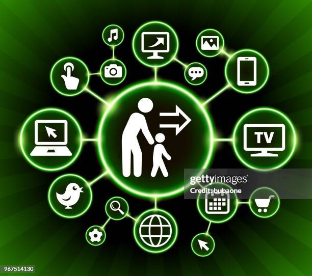 walk training internet communication technology dark buttons background - interactive training stock illustrations