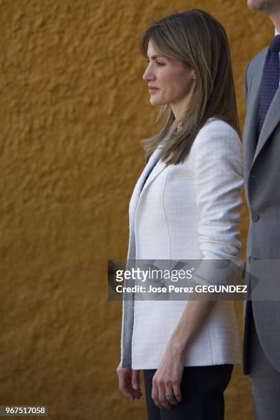 Prince Felipe and Princess Letizia Visit the Castrillon's City Hall and 'Infanta Leonor' school in Castillon , Spain.