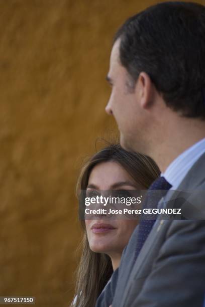 Prince Felipe and Princess Letizia Visit the Castrillon's City Hall and 'Infanta Leonor' school in Castillon , Spain.