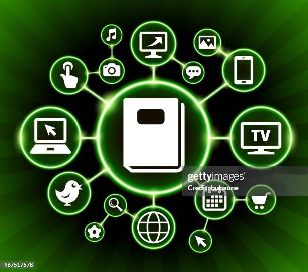 book internet communication technology dark buttons background - read more arrow stock illustrations