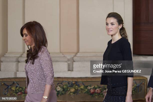Prince Felipe and Princess Letizia, attend the Dinner of the 6th Meeting for Europe - Latin America and Caribbean in the Royal Palace in Madrid In...