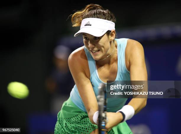 Garbine Muguruza of Spain during the second round of the Toray Pan Pacific Open tennis championships in Tokyo on September 22, 2016. Muguruza...