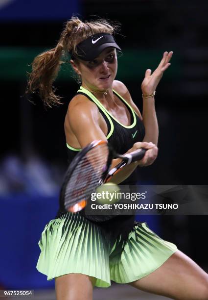 Elina Svitolina of Ukraine during the second round of the Toray Pan Pacific Open tennis championships in Tokyo on September 22, 2016. Svitolina...