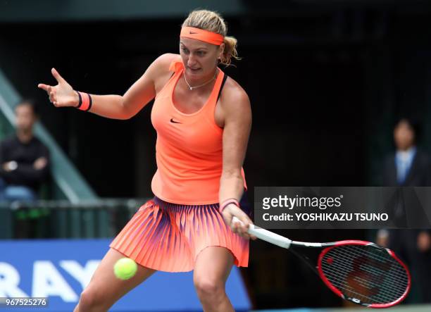 Petra Kvitova during the second round of the Toray Pan Pacific Open tennis championships in Tokyo on September 21, 2016. Puig defeated Kvitova 1-6,...