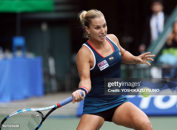 Slovakia's Dominika Cibulkova during the second round of the Toray Pan Pacific Open tennis championships in Tokyo on September 21, 2016. Osaka...