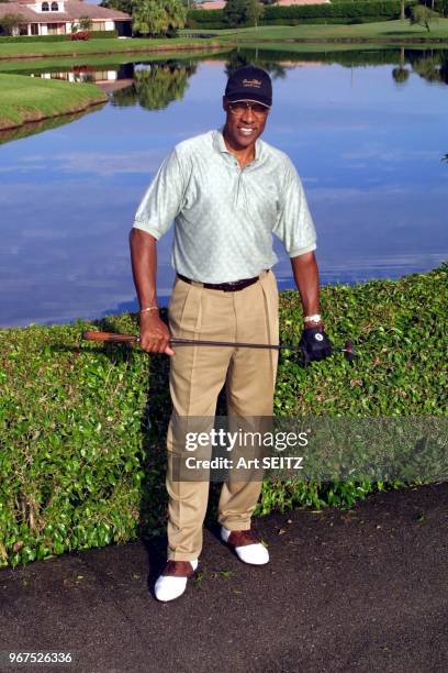 Julius "Dr. J" Erving on the linksat the gleneagles country club during the Bob Beamon Golf and Tennis classic..helping kids take the leap into life....