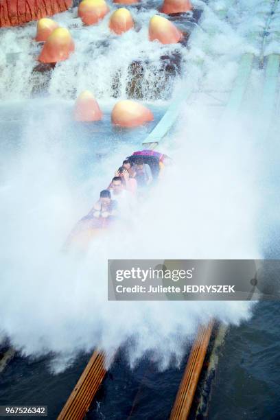 Attraction du 'Splash' du parc à thèmes Universal Studios Orlando, 15 mai 2015, Orlando, Floride, Etats-Unis.