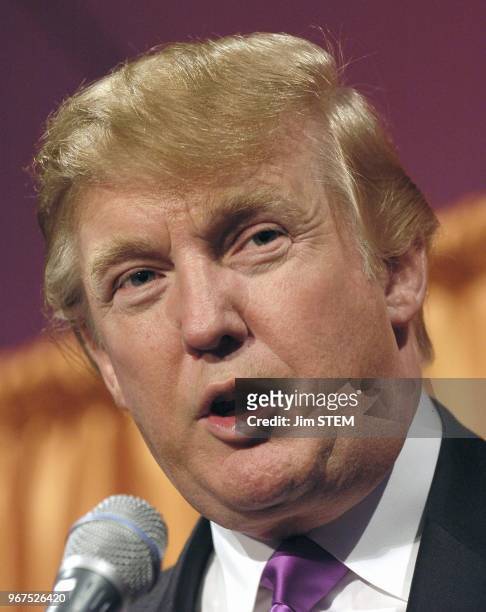 Donald Trump speaks during the press conference Friday afternoon at the location of the Trump Tower Tampa in downtown Tampa on the Hillsborough...