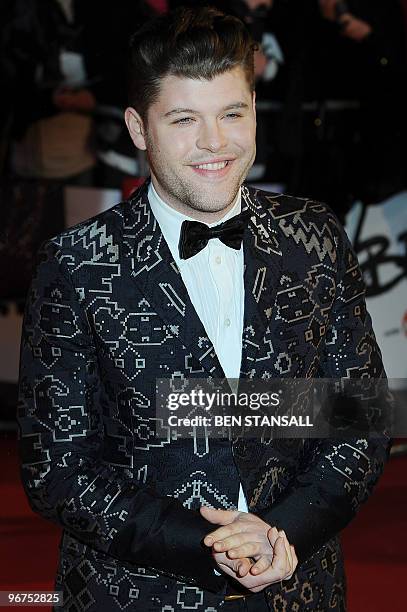 Australian singer Daniel Merriweather arrives on the red carpet for The Brit Awards 2010 at Earls Court in London on February 16, 2010. Lady Gaga,...