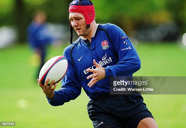 Ben Kay of the England Rugby Team in action during a Training Session at Sandhurst Acadamy in Camberley, Surrey, England. \ Mandatory Credit: Warren...