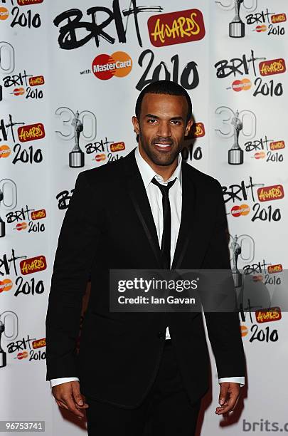 Craig David poses in the Awards room at The Brit Awards 2010 at Earls Court on February 16, 2010 in London, England.