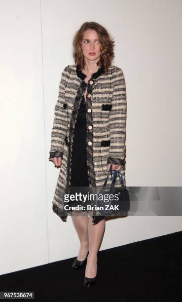 Winona Rider arrives at the Marc Jacobs Fashion Show at Pier 54, New York City.