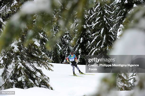 Magdalena Neuner of Germany takes 1st place during the Men's Biathlon 12.5km Pursuit on Day 5 of the 2010 Vancouver Winter Olympic Games on February...