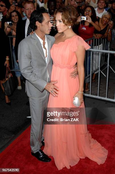 Marc Anthony and Jennifer Lopez arrive during the premiere of "El Cantante'" held at the AMC 25 Theatre in Times Square, New York City BRIAN ZAK.