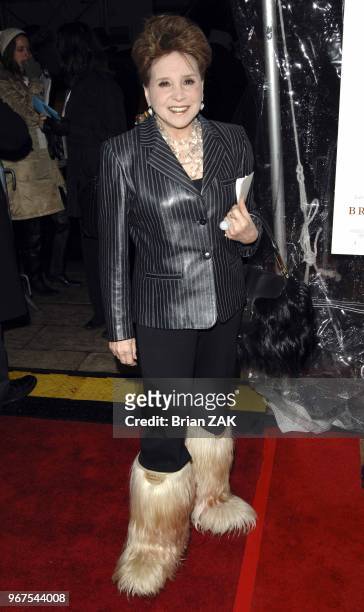 Cindy Adams arrives at the premiere of "Breaking and Entering" held at the Paris Theater, New York City BRIAN ZAK.