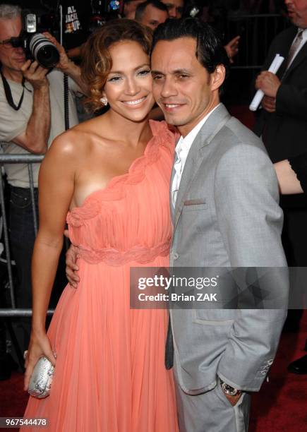 Marc Anthony and Jennifer Lopez arrive during the premiere of "El Cantante'" held at the AMC 25 Theatre in Times Square, New York City BRIAN ZAK.