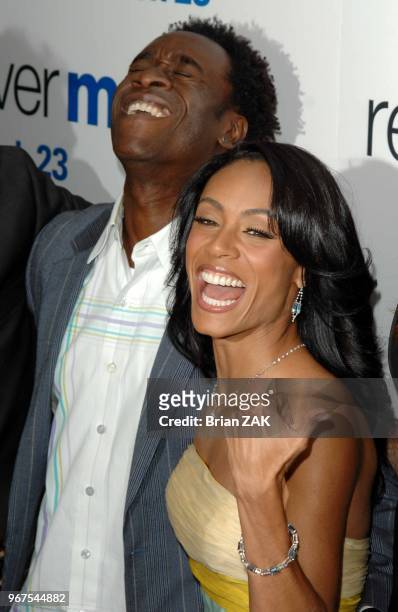 Don Cheadle and Jada Pinkett Smith arrive to the World Premiere of 'Reign Over Me' held at the Skirball Center for the Performing Arts NYU, New York...