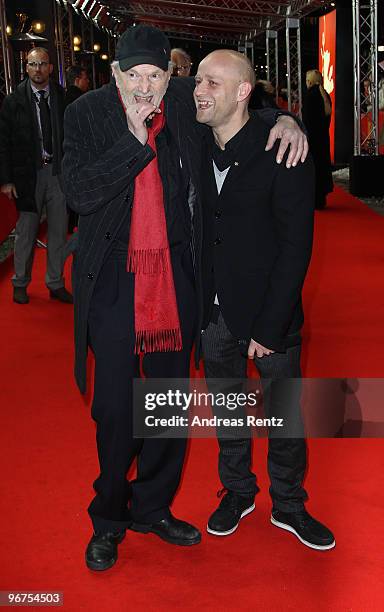 Actors Michael Gwisdek and Juergen Vogel attend the 'Boxhagener Platz' - Premiere during day six of the 60th Berlin International Film Festival at...