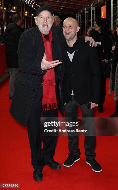 Actors Michael Gwisdek and Juergen Vogel attend the 'Boxhagener Platz' - Premiere during day six of the 60th Berlin International Film Festival at...