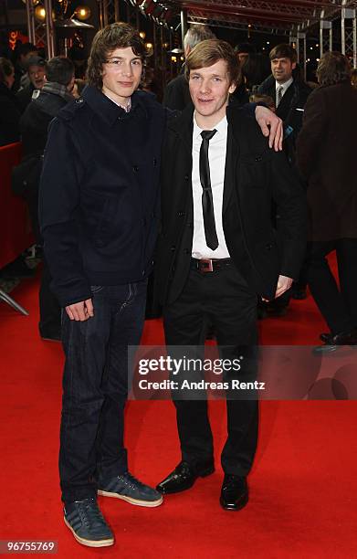 Actor Samuel Schneider and friend attend the 'Boxhagener Platz' - Premiere during day six of the 60th Berlin International Film Festival at the...