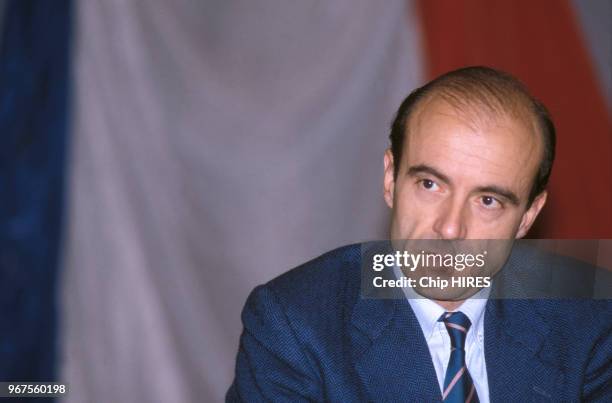 Alain Juppé à Europe 1 le 15 septembre 1985 à Paris, France.