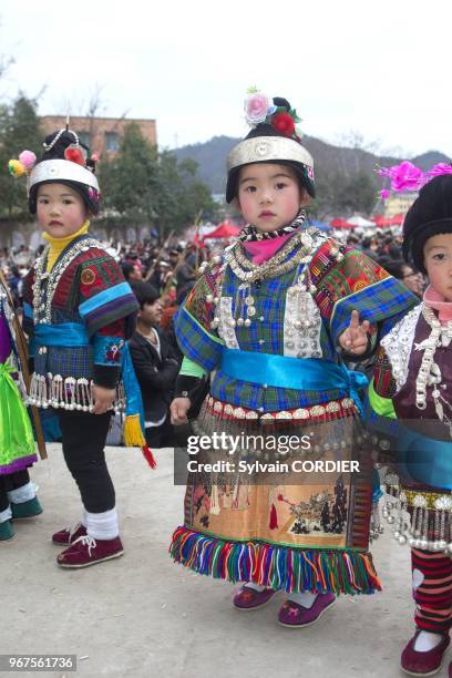 Chine, province du Guizhou, ville de Yatang, festival des green Miao au son des lusheng . China, Guizhou province, Yatang town, Green Miao Lusheng...