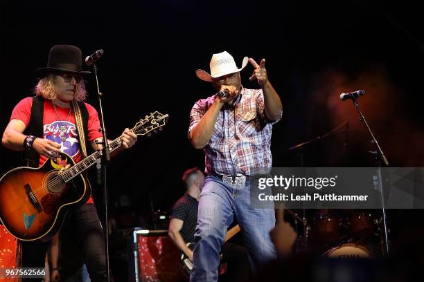 Big Kenny of Big & Rich and Cowboy Troy perform at the 8th Annual Music City Gives Back concert at Ascend Park on June 4, 2018 in Nashville,...